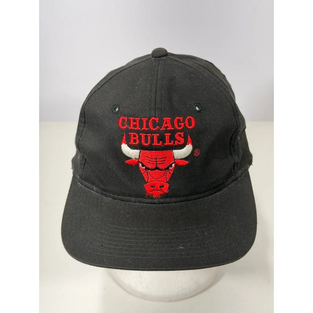 Vintage Chicago Bulls Snapback Hat The Game Black NBA Basketball Cap‎ 90s